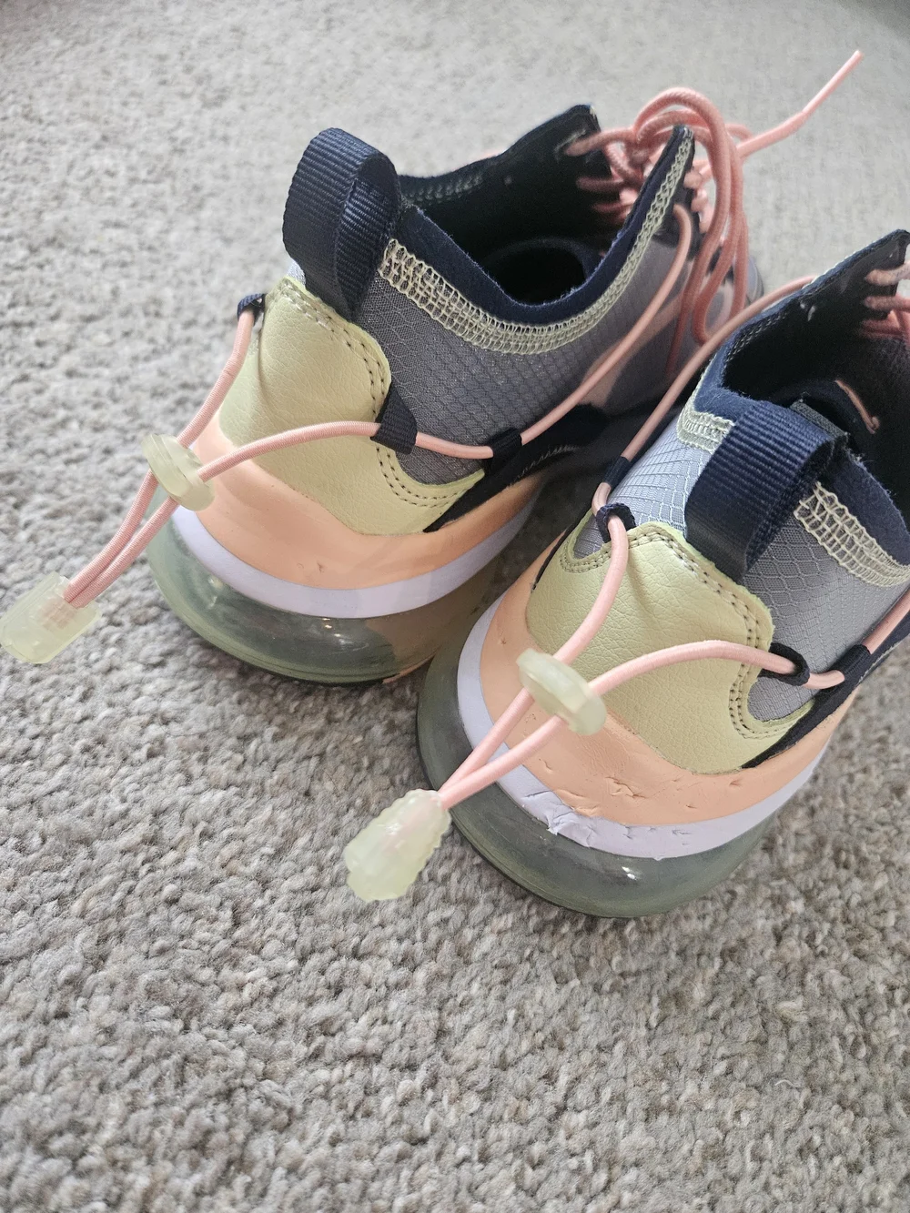 Fabletics Women's Gray and Peach Lace-Up Athletic Sneakers